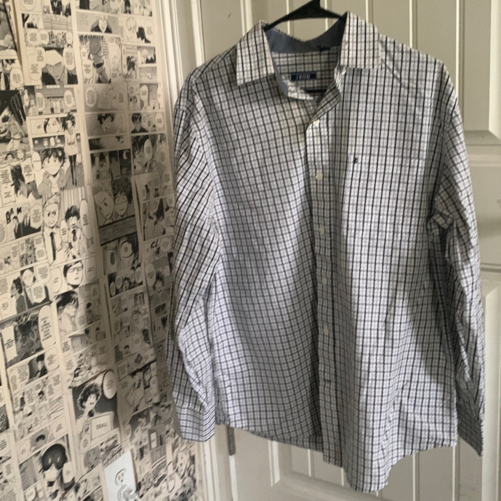 Izod Men's dress collar shirt Plaid Shirts
